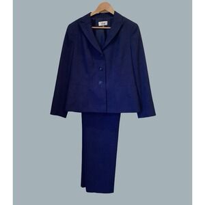 Le Suit Womens Blue 2 Piece Pant Suit Sz 16 NWT!